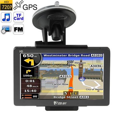 E500+ Black, 5.0 inch Full HD 1080P TFT Touch Screen Car GPS Navigator - Click Image to Close