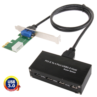 PCI-E to USB 3.0 Portable Upgrade Kit 4 Port USB 3.0 Hub (P3060A) - Click Image to Close