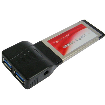 SuperSpeed USB 3.0 Express PCMCIA Card 2 Port Laptop, Built in DC Jack for Extra Power - Click Image to Close