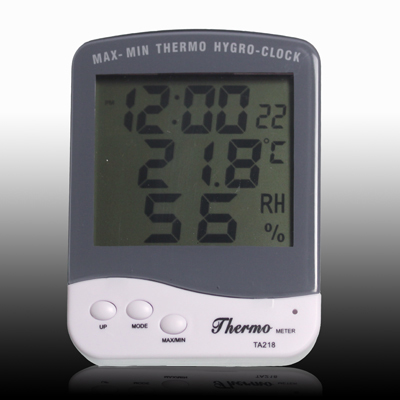 Indoor Thermo and Hygrometer with Clock TA218B